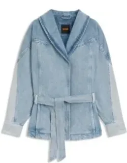 Peplum-hem Jacket In Rigid Denim