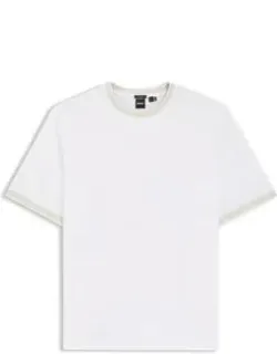 Stripe-trim T-shirt In Mercerised Cotton