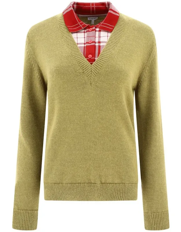 "trompe L'oeil" Sweater With Three-dimensional Visual Effects And Slim Fit