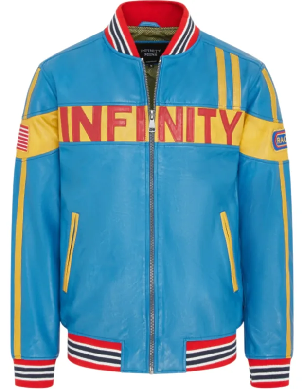Leather Track Racing Bomber Biker Jacket