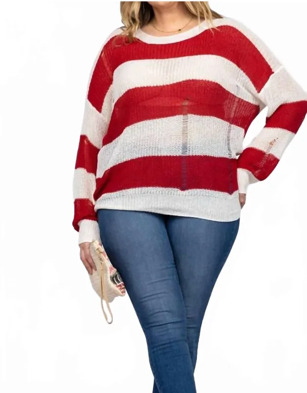Destroyed Stitch Knit Pullover Top