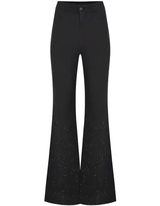 Cycle Flare Fit Denim With Rhinestone Details