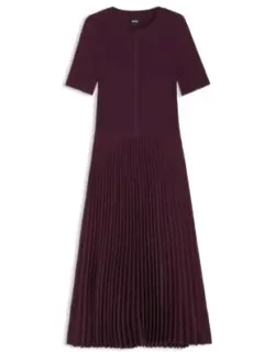 Plissé Skirt Dress In Mixed Materials