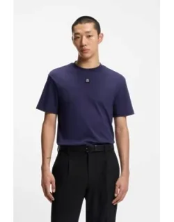 Interlock Cotton T-shirt With Metallic Stacked-logo Badge