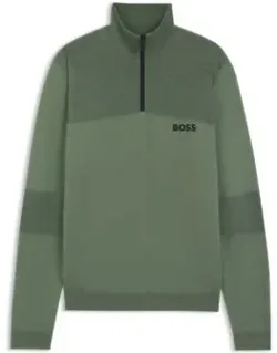 Water-repellent Zip-neck Sweater In A Cotton Blend