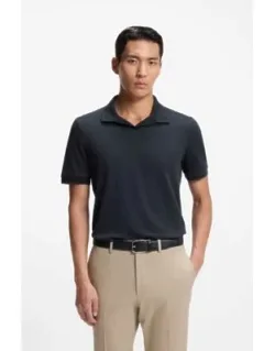 Johnny-collar Polo Shirt In Italian Stretch Cotton