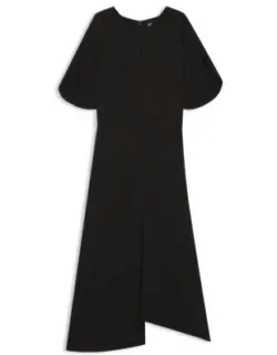 Crepe Dress With Keyhole Neckline