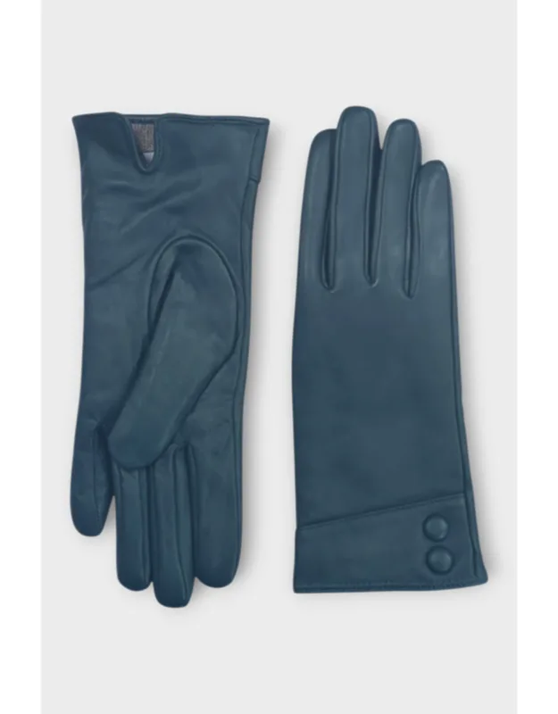 Italian Leather Soft Wool Lining Winter Button Design Driving Gloves