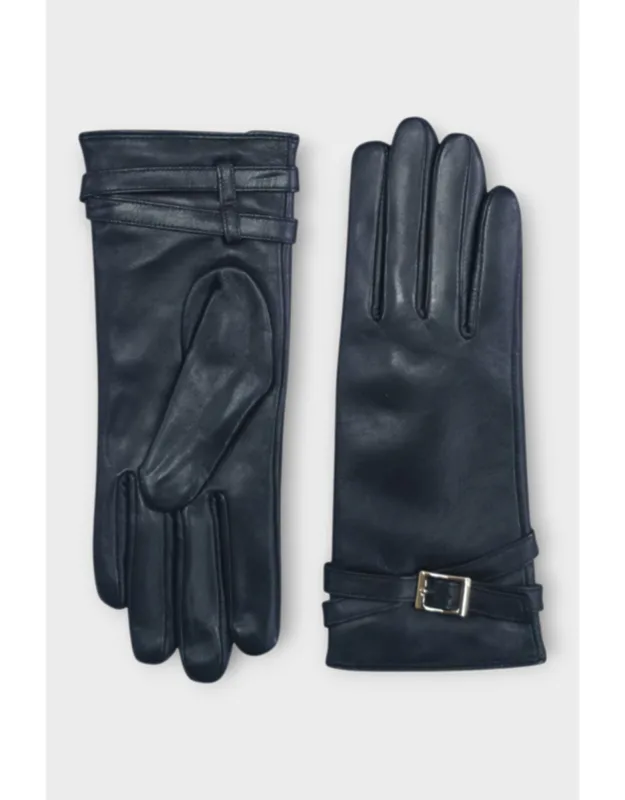 Italian Leather Soft Wool Lining Winter Buckle Driving Gloves