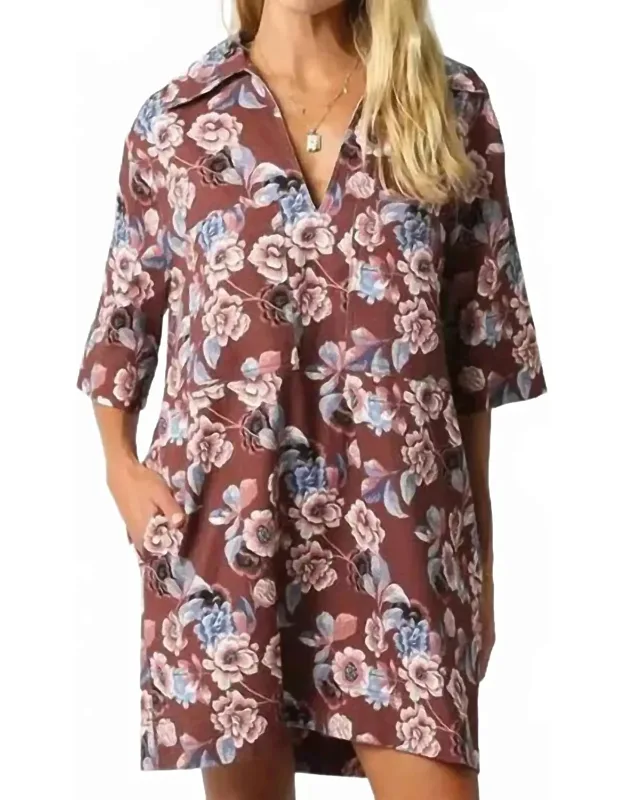 Floral Twill Shift Dress