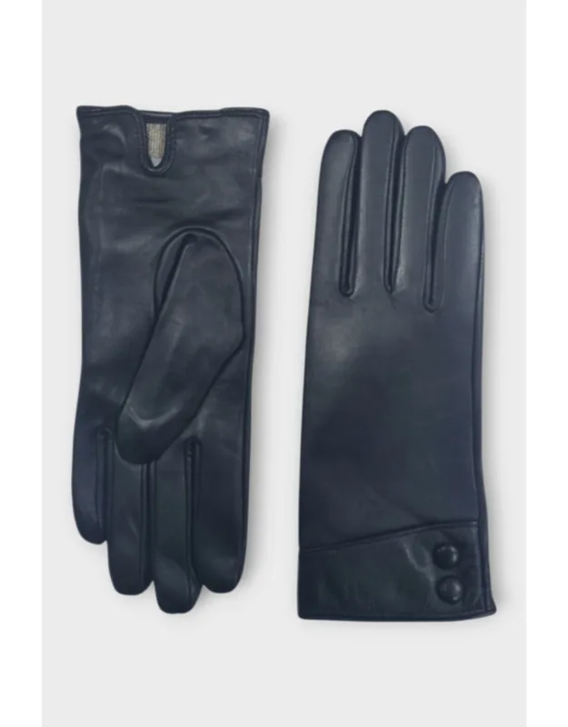 Italian Leather Soft Wool Lining Winter Button Design Driving Gloves