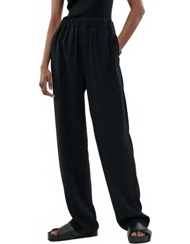 Stretch Crepe Elastic Waist Trousers