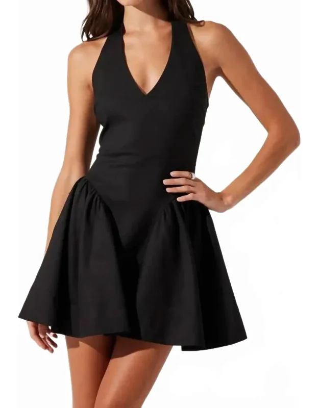 V Neck Halter Mini Dress