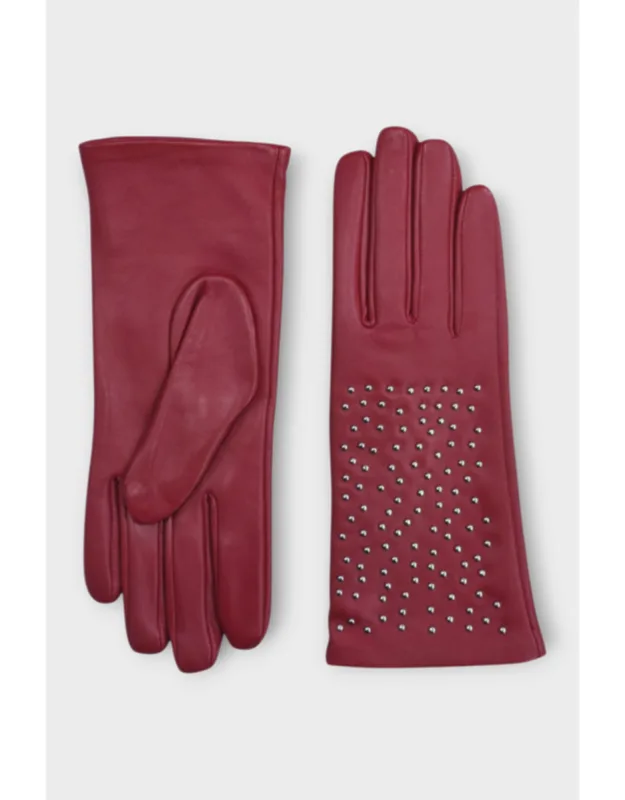 Italian Leather Soft Wool Lining Winter Studded Design Driving Gloves