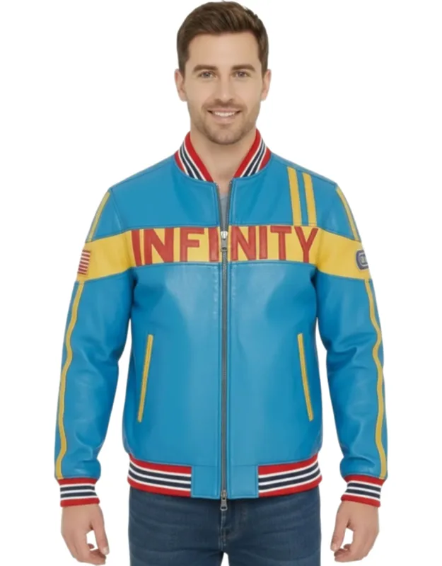 Leather Track Racing Moto Bomber Biker Jacket