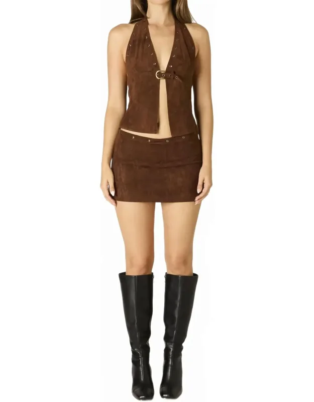 Faux Suede Halter Top