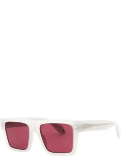 Sunglasses Square Full Rim, Black Frame And Blue Lens