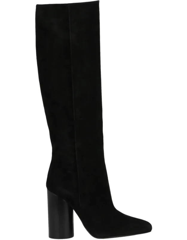 Pampero Suede Knee-high Boots, 4" Heel, Pointed Toe
