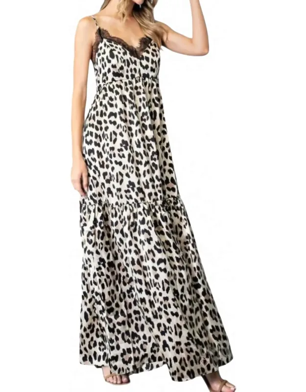 Animal Print Lace Maxi Dress