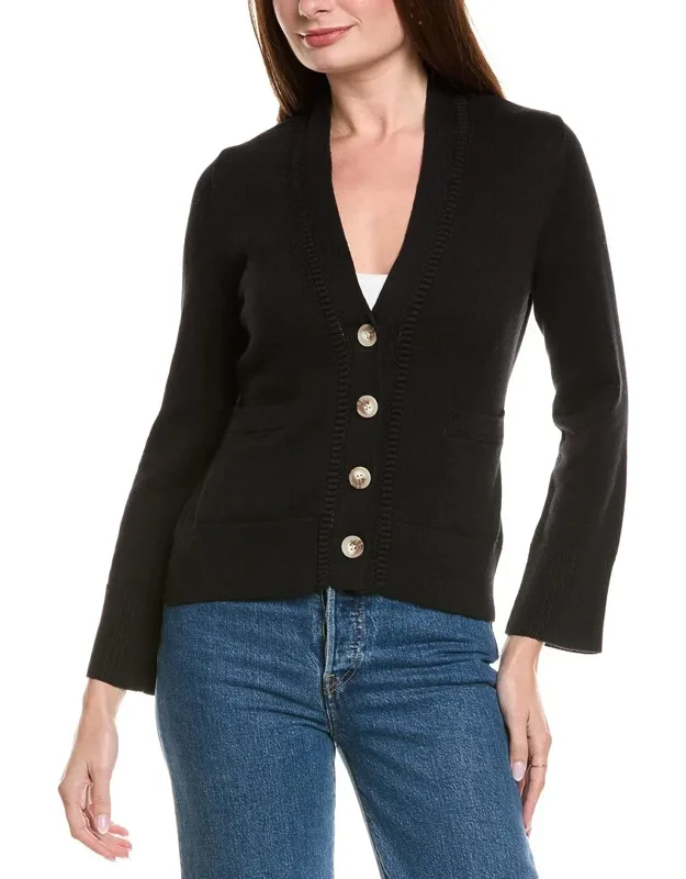 Cinched Waist Button Cashmere-blend Cardigan