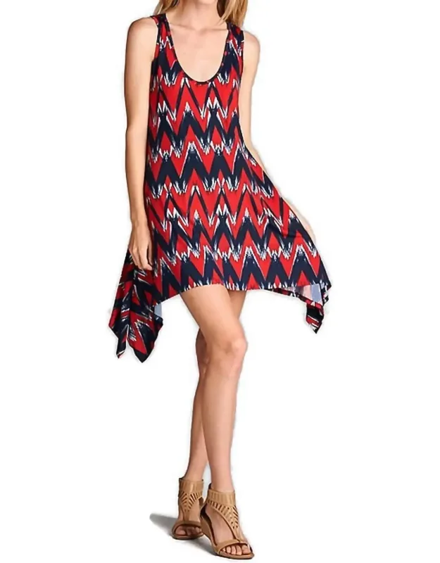 Brush Stroke Chevron Tank Dress