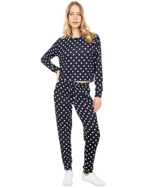 Two-piece Pajama Set Polka Dot Fleece Cropped