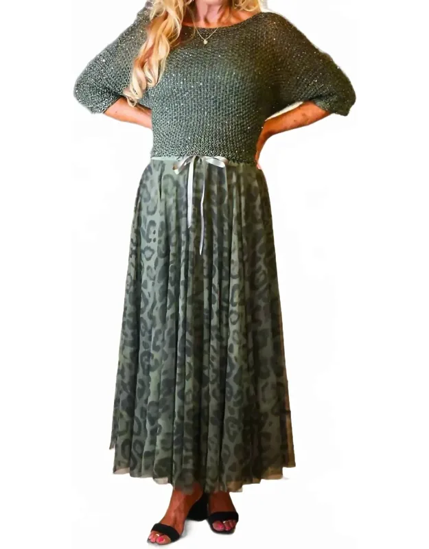 Leopard Print Long Tulle Skirt
