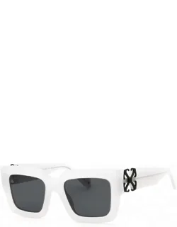 Off-white Sunglasses Square Full Rim, Shiny Frame, Dark Lens