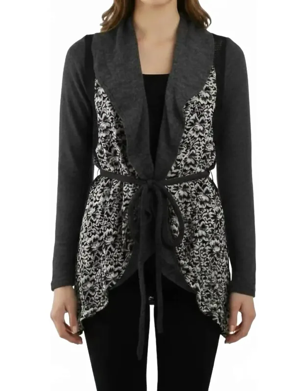 Rosette Lace Trim Cardigan