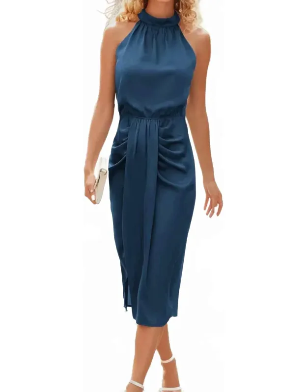 Satin Ruched Sleeveless Dress