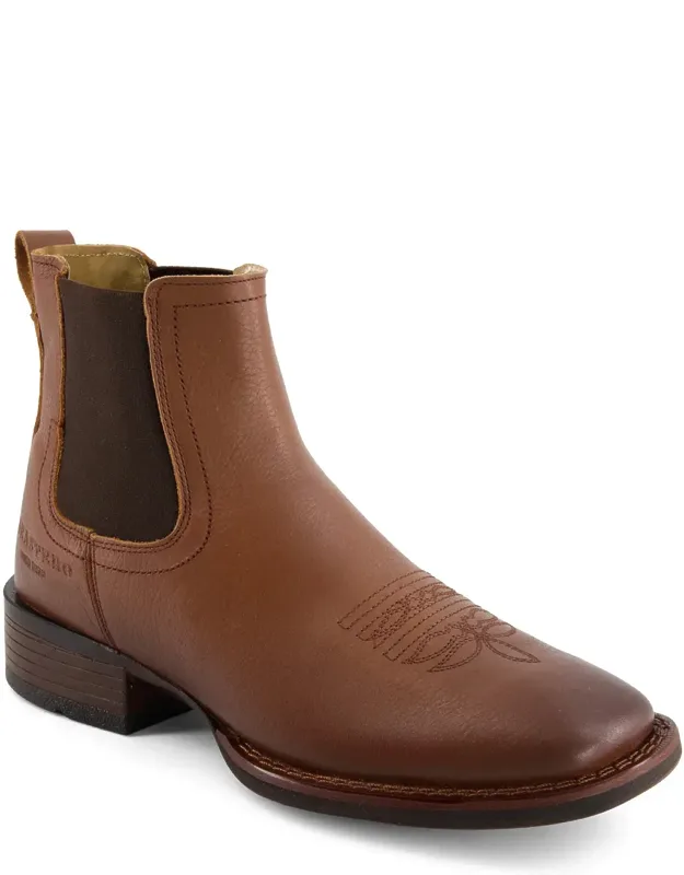 Genuine Leather Chelsea Boots In Western Style With Elastic Shaft