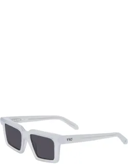 Off-white Sunglasses Square Full Rim, Shiny Frame, Dark Lens