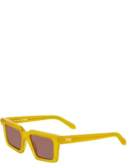 Off-white Sunglasses Square Full Rim, Shiny Frame, Dark Lens