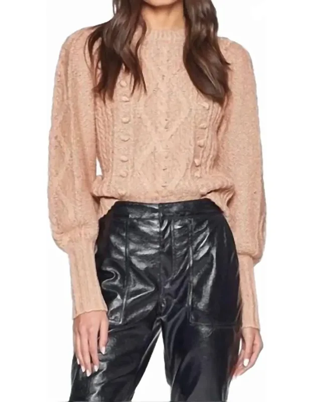 Bia Cable-knit Puff-sleeve Sweater