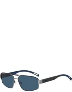 Blue-trim Sunglasses With Logo Bridge