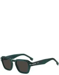 Temple-logo Sunglasses In Green Acetate