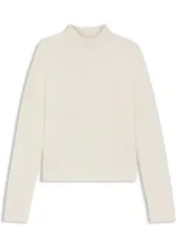 Wool-blend Sweater With Mock Neck, Extra-soft Bouclé Knit, Cashmere