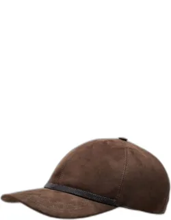 Monili-trim Suede Baseball Cap