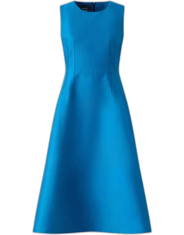 Dupion Sleeveless Silk Shantung Midi Dress