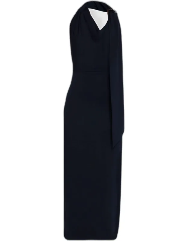 Catherine Buckle Halter Maxi Dress