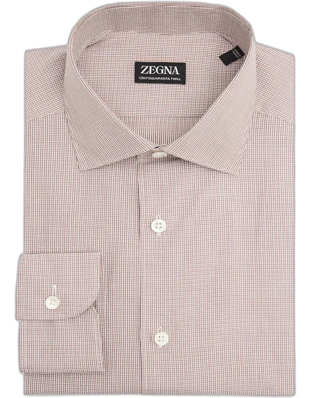 Micro-plaid Twill Dress Shirt