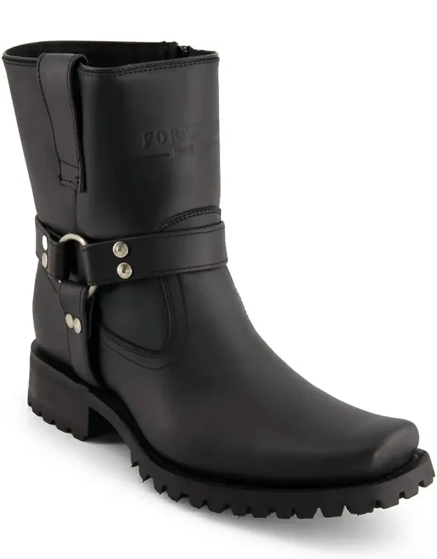 Leather Biker Boots With Zipper Closure