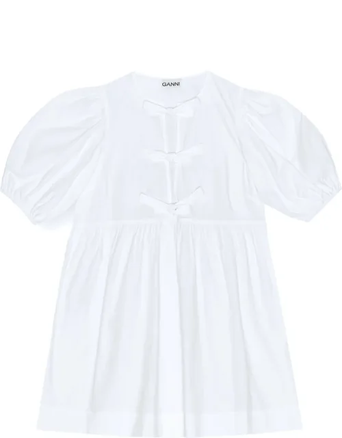 Cotton Poplin Tie String Mini Dress