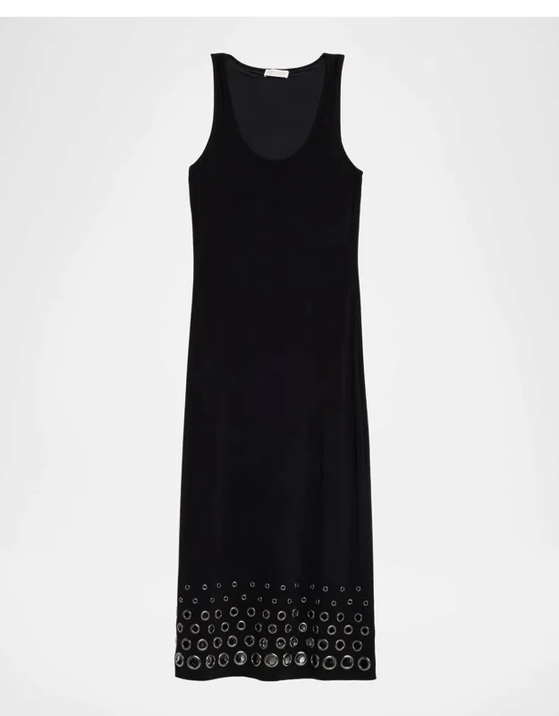 Sleeveless Grommet Midi Dress