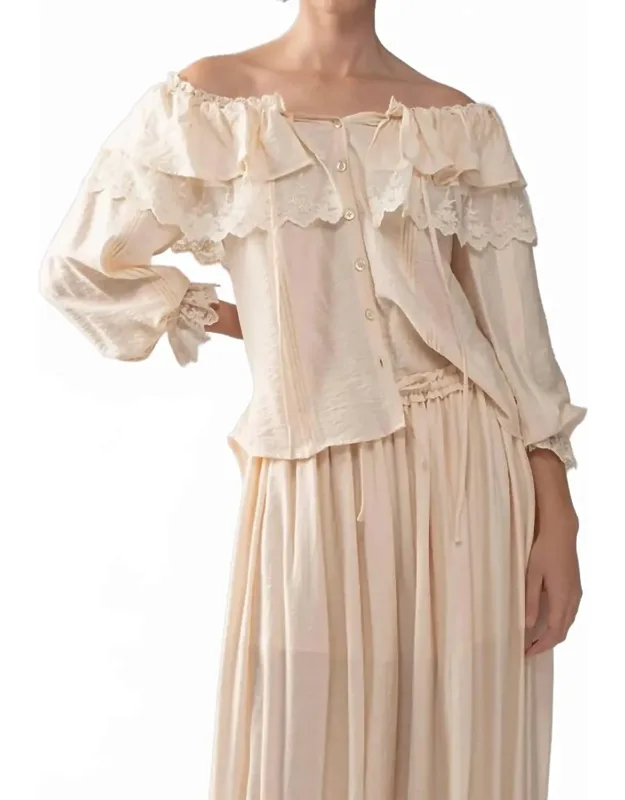 Off Shoulder Boho Lace Blouse