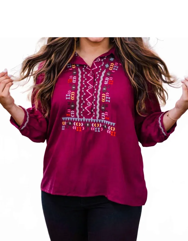 Abstract Embroidered Blouse