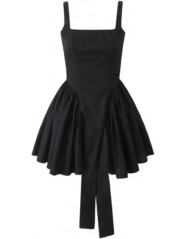 Plain Ruched Bow Back Mini Dress