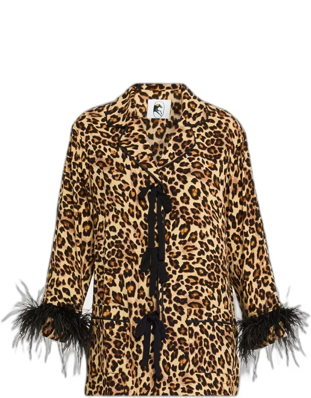 Leopard-print Viscose Pajama Set