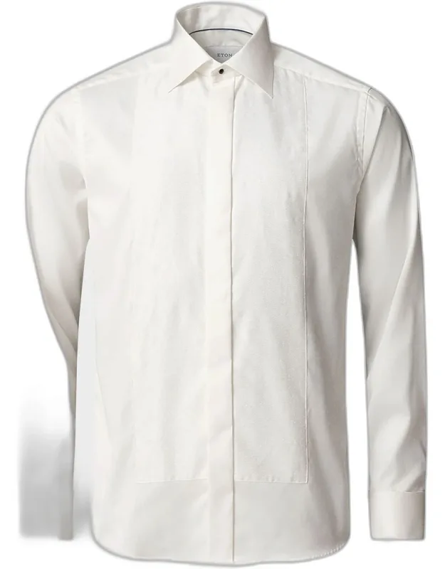Slim Fit Jacquard-bib French Cuff Dress Shirt