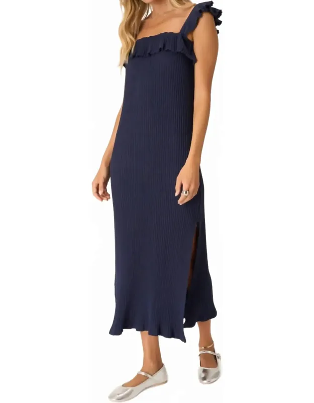 Ruffle Sleeve Sweater Rib Dress
